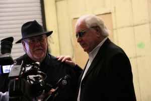 Ron Haney (left) and WS Holland (right) talk with ABC affiliate WBBJ before their show at the Carl Perkins Civic Center in Jackson, Tennessee on Saturday August 16, 2014. (John Connor Coulston)